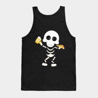 Funny Skeleton Pizza Beer Halloween Costume Tank Top